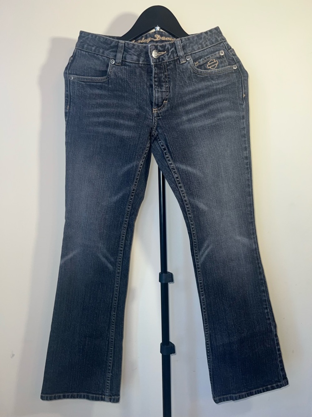 Harley Davidson Petite 0 Bootcut Jeans Y2K Dark Wash Low Rise